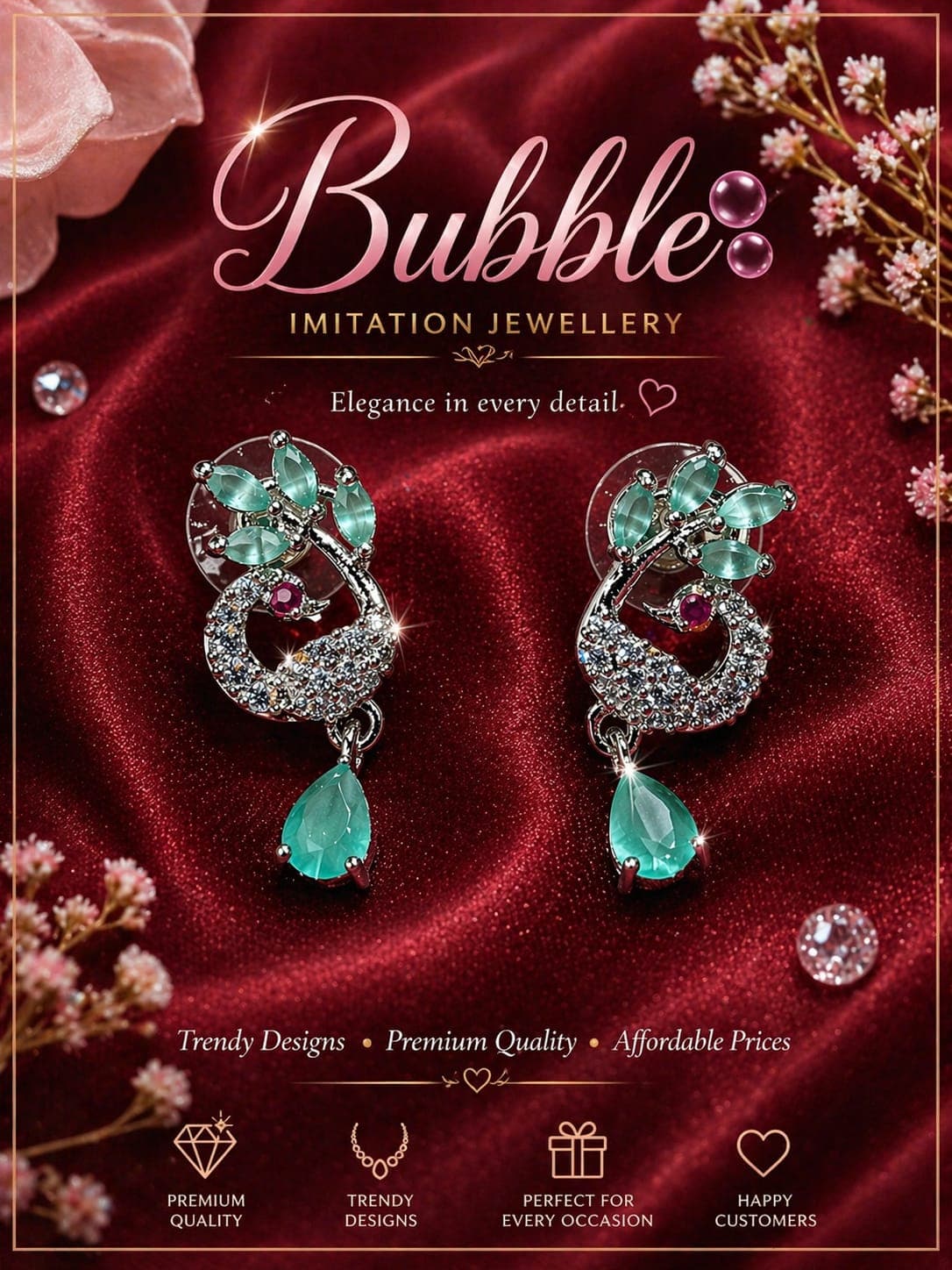 Peacock work AD earrings 