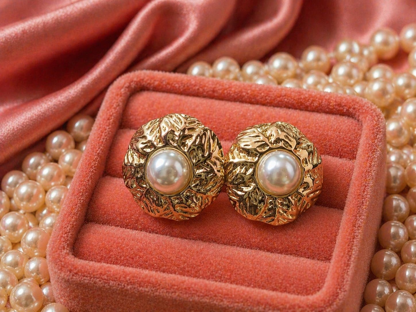 Floral pearl studs