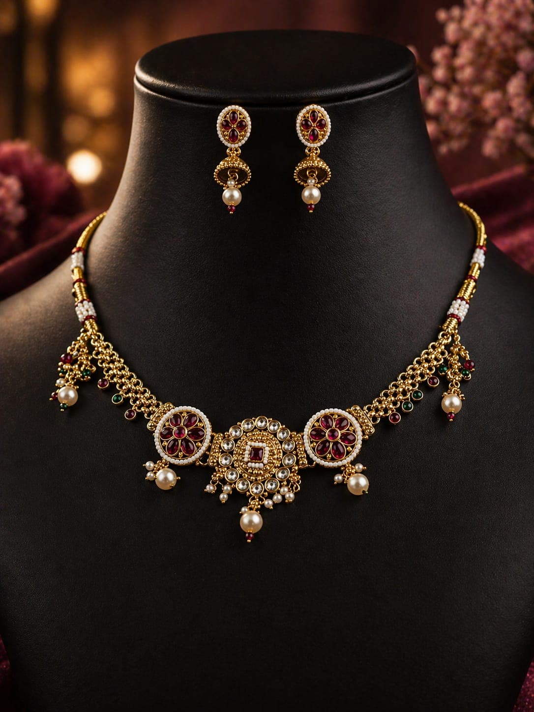 Chokar gold Necklace Set