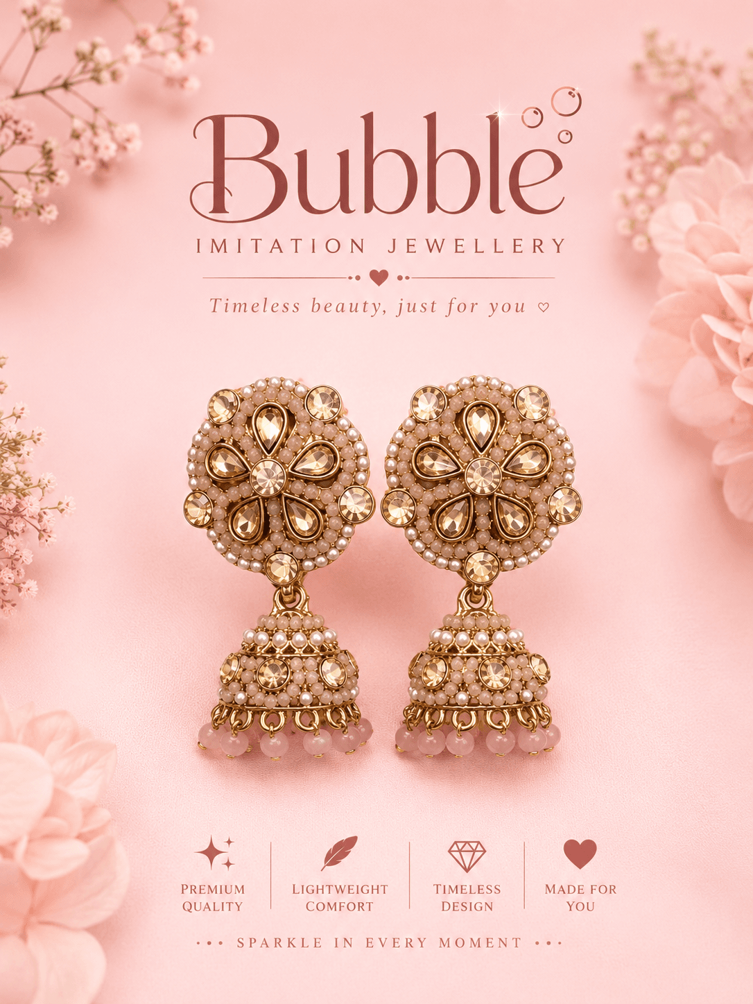 Pink Pearl Jhumkas