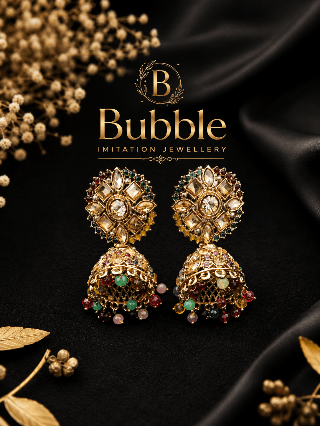 Multicolour Pearl Jhumkas