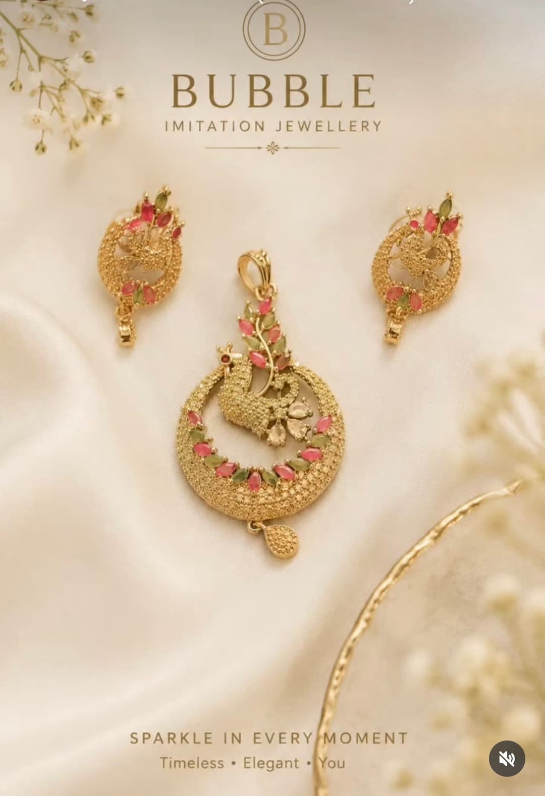 AD peacock pattern pendant set