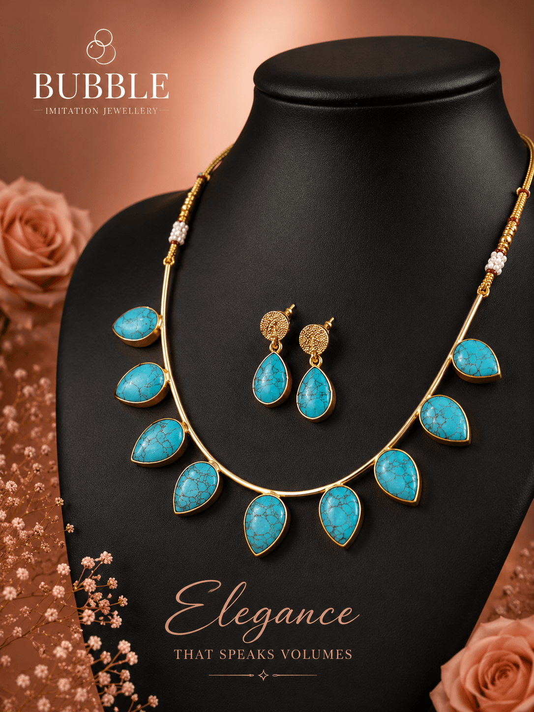 Blue Leaf petal stone set