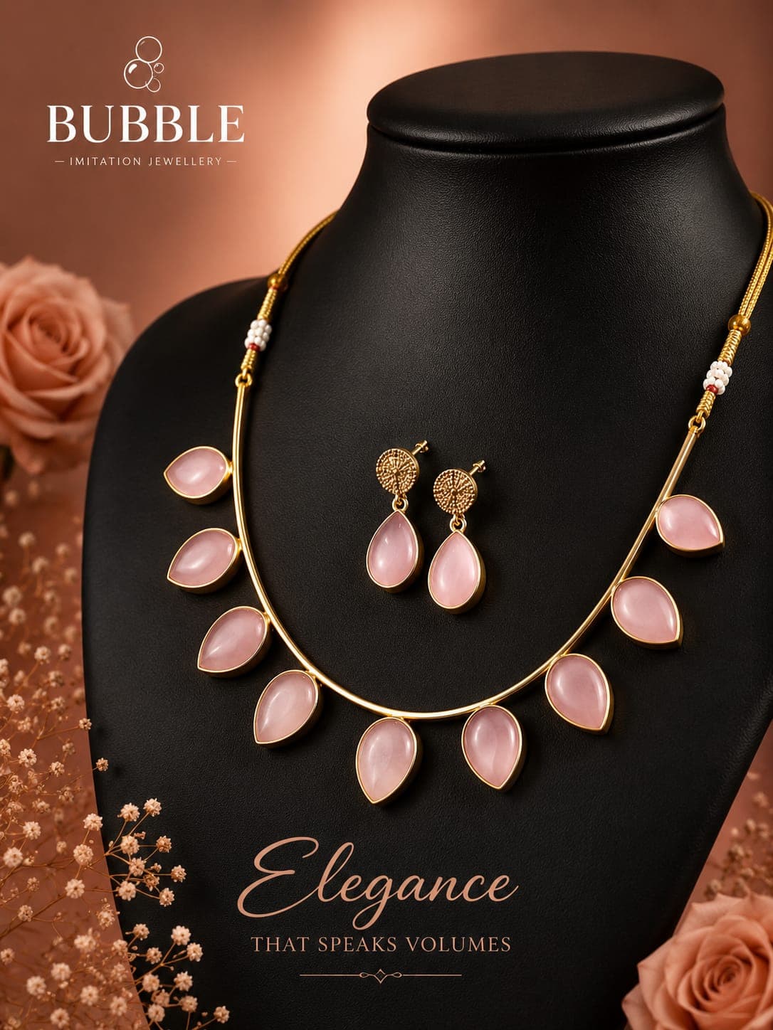 Pink Leaf petal stone set