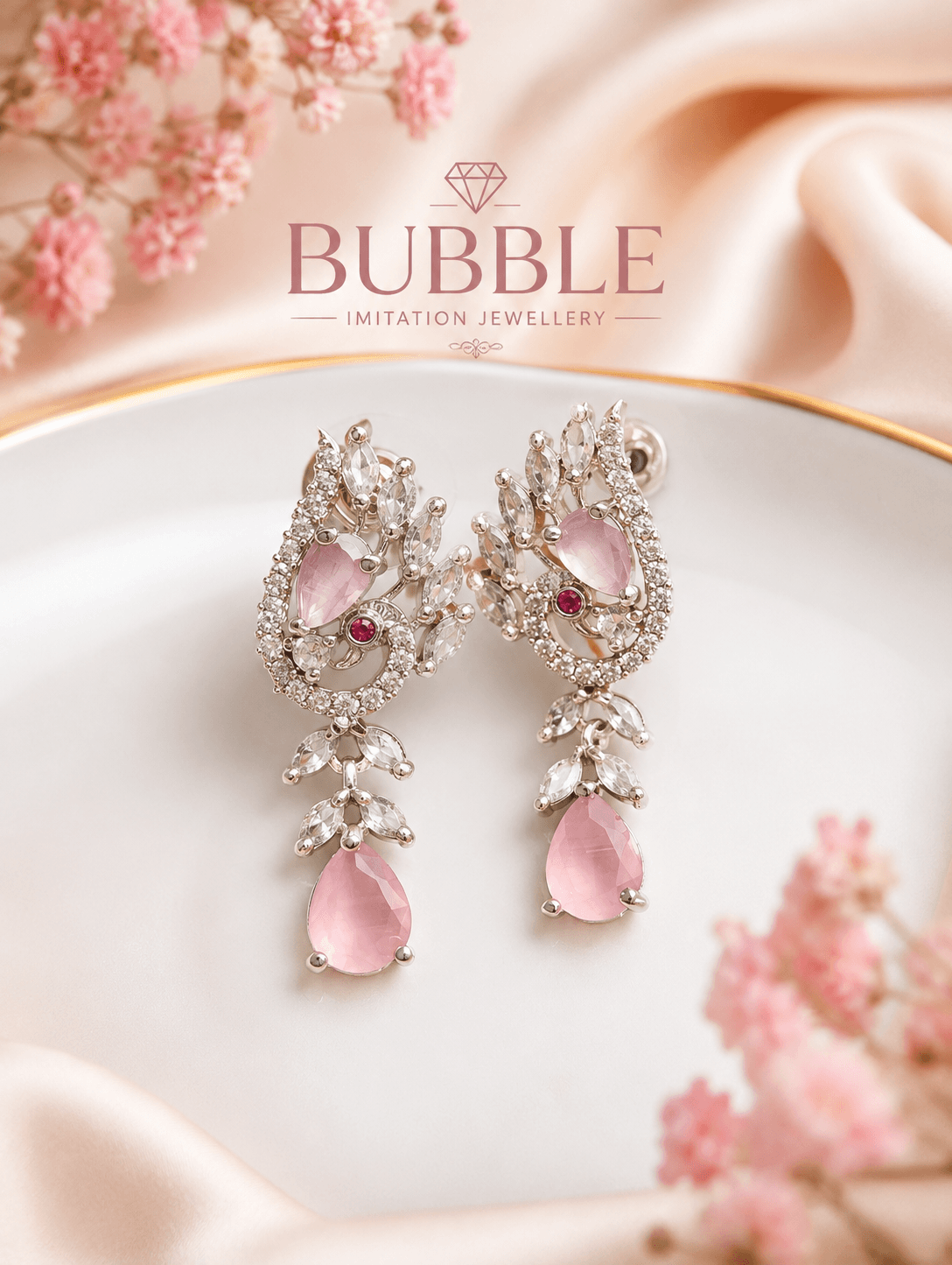 Peacock AD Earrings in PINK