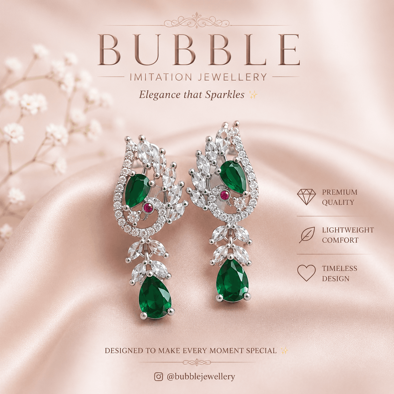 Peacock AD Earrings in GREEN