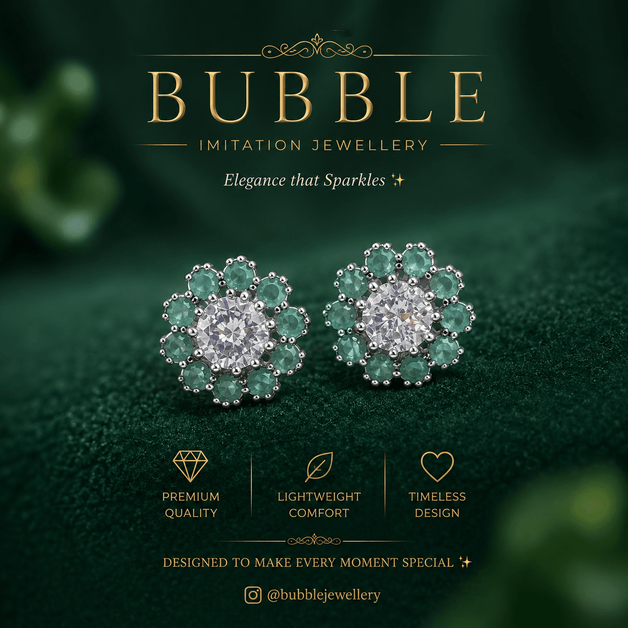 Light Green AD Flower Earrings 
