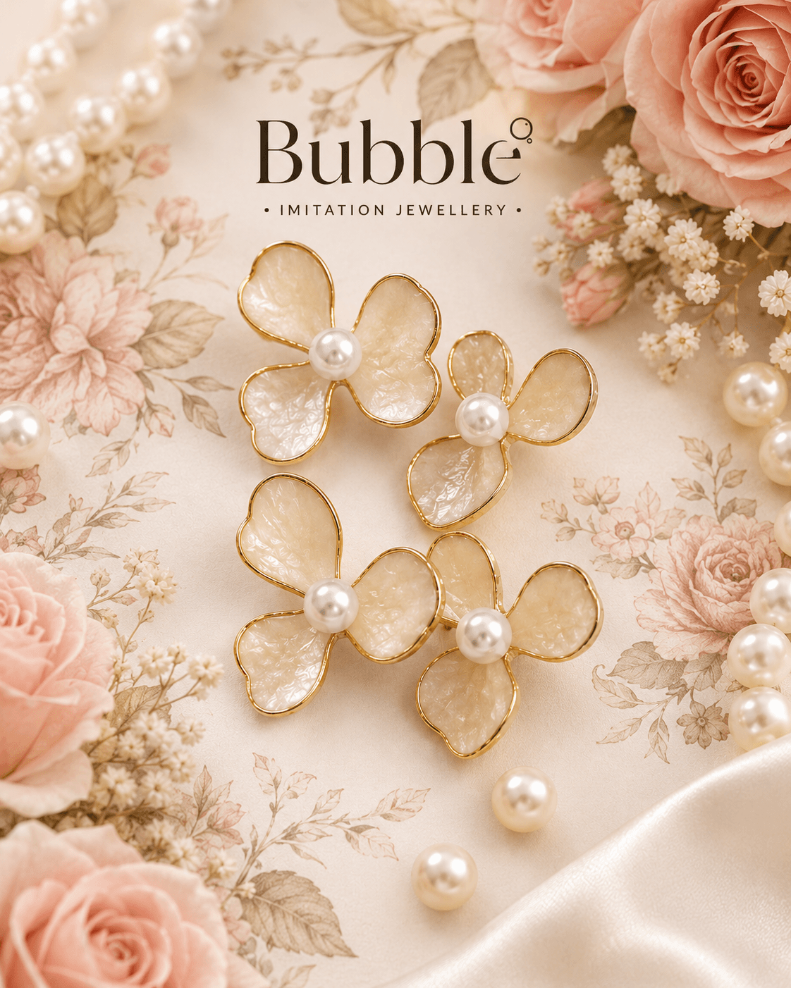 Trendy White Petal Earrings 