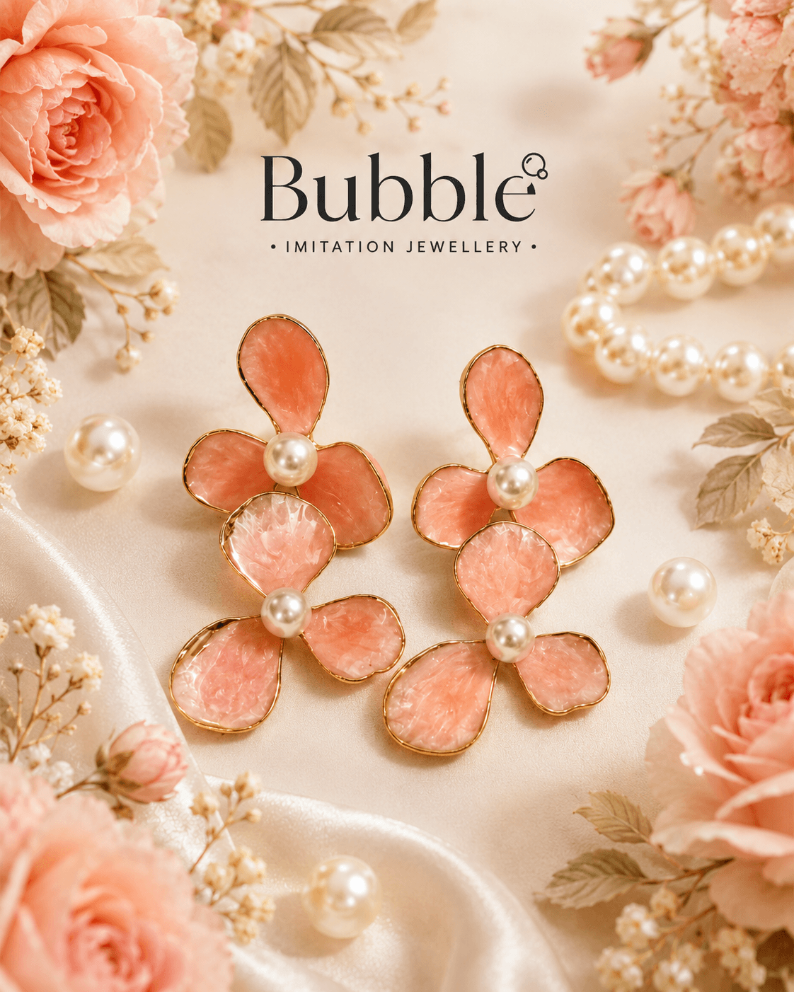 Trendy Pink petals earrings 
