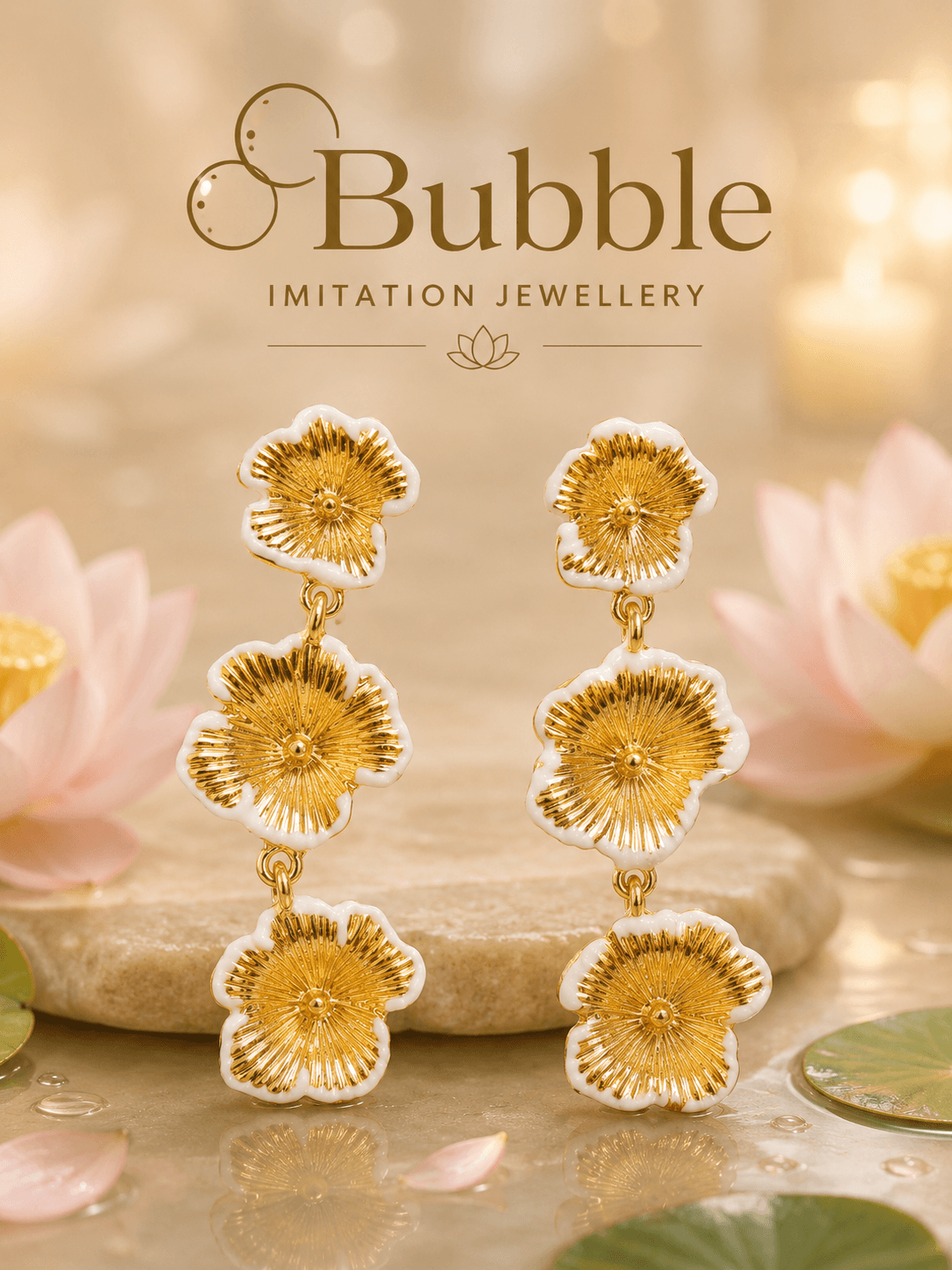 Triple layer Flower Earrings 