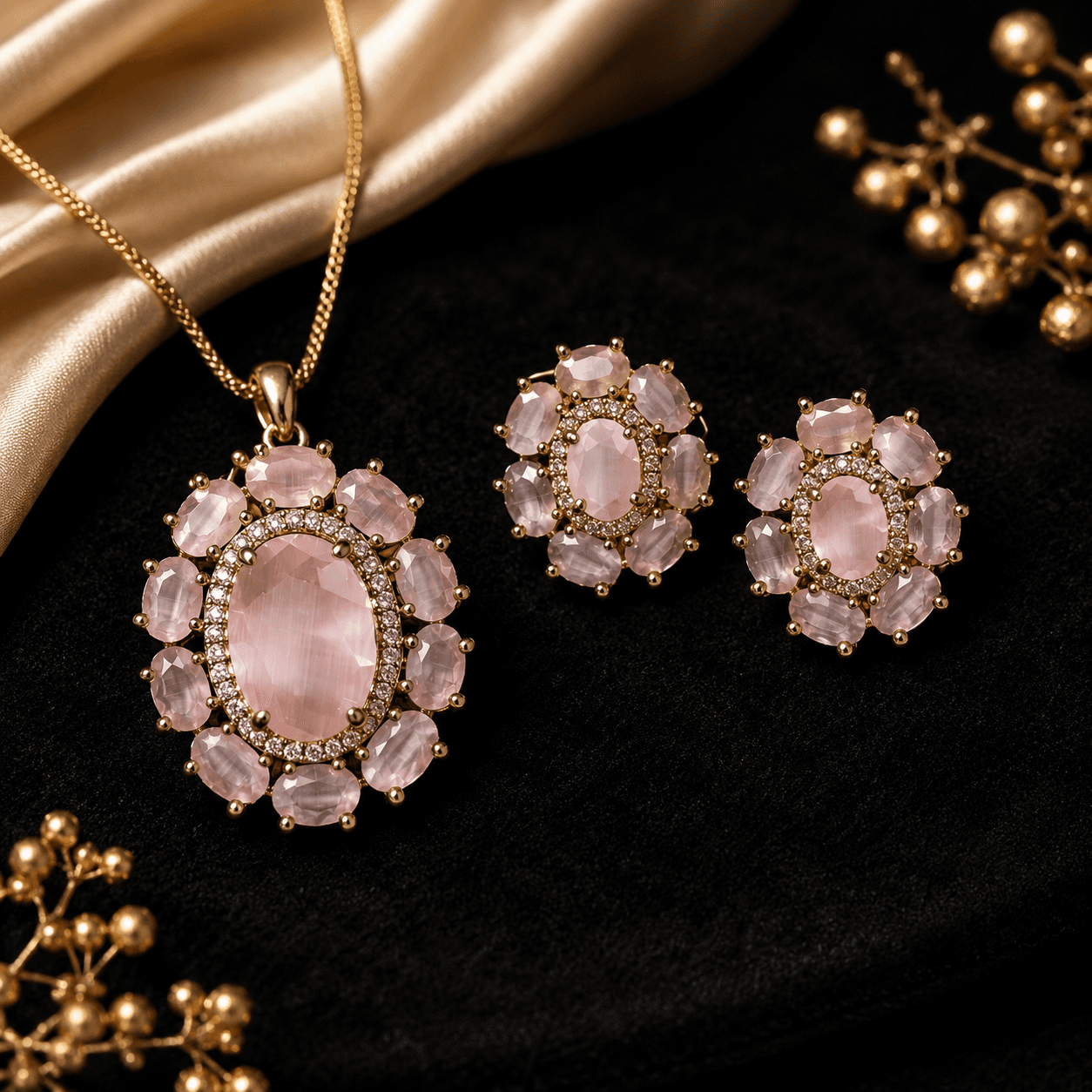 Multipetal Flower Moissanite pendant set