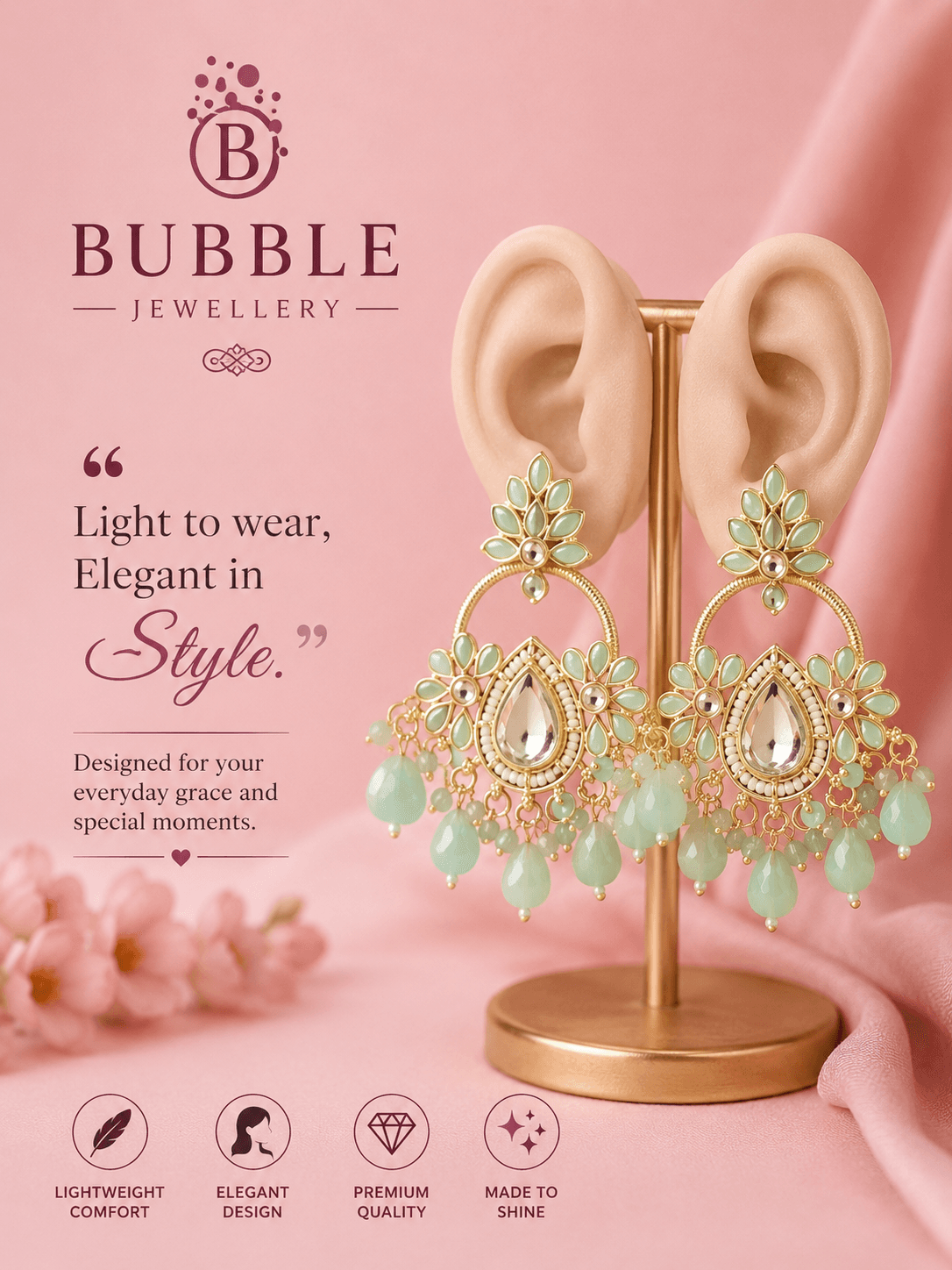 Green Pearl jhumka