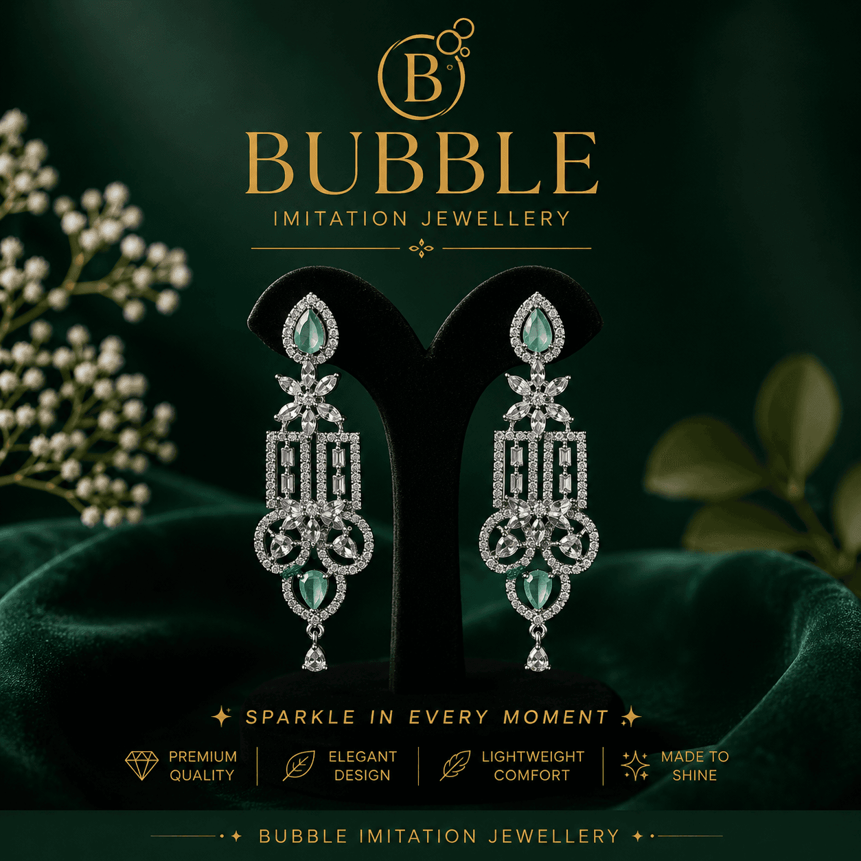 AD Green Long multishape Earrings 