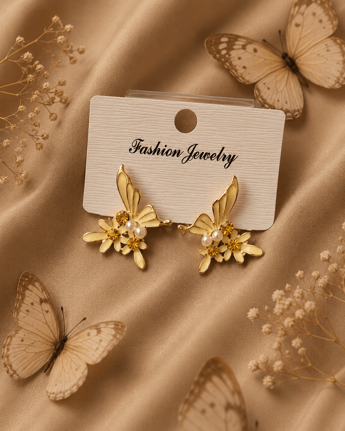 Butterfly pearl earrings 