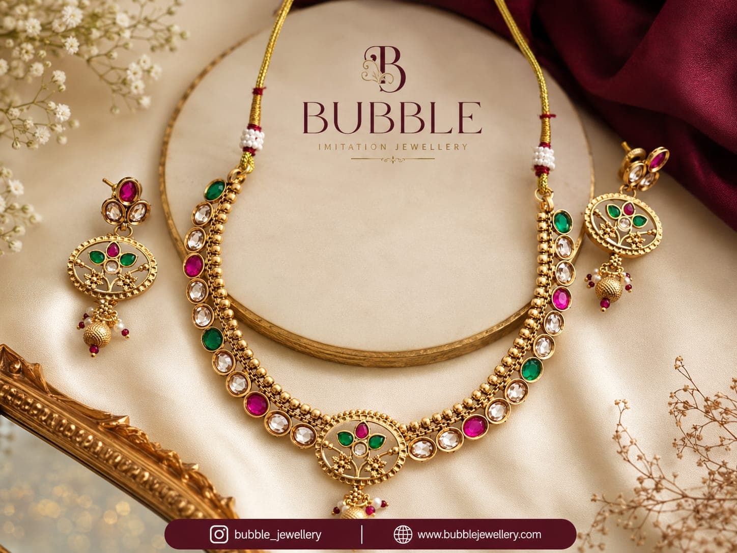 Multicolour stones necklace set