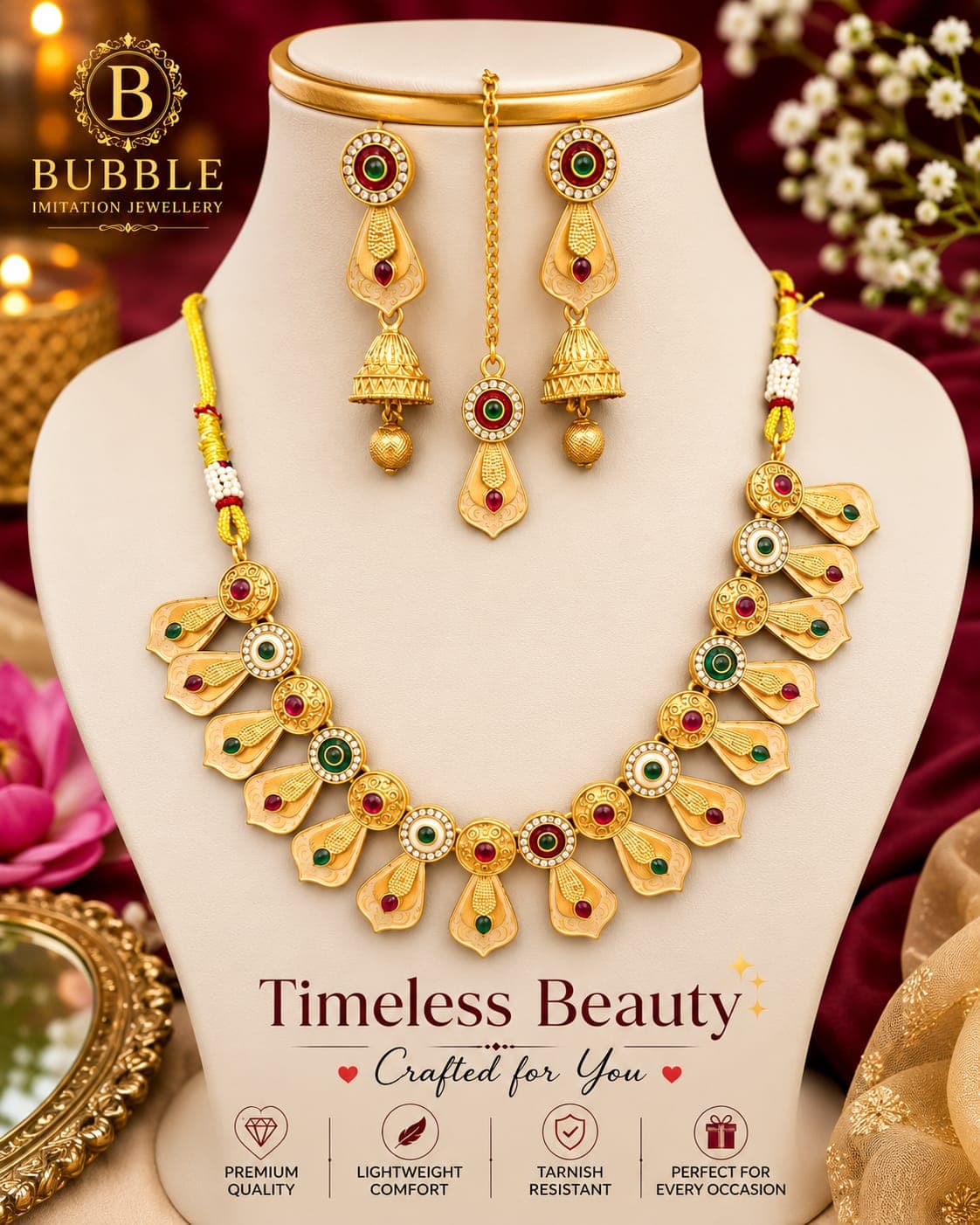 Temple design necklace set