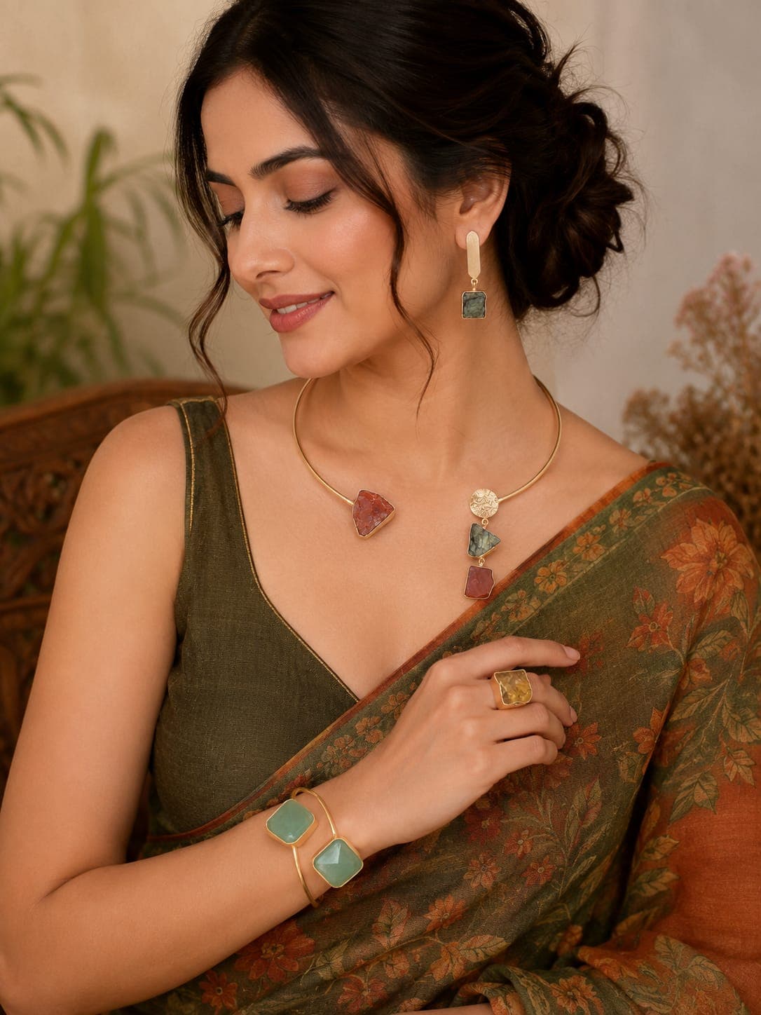 Stylish Raw Stone Combo set